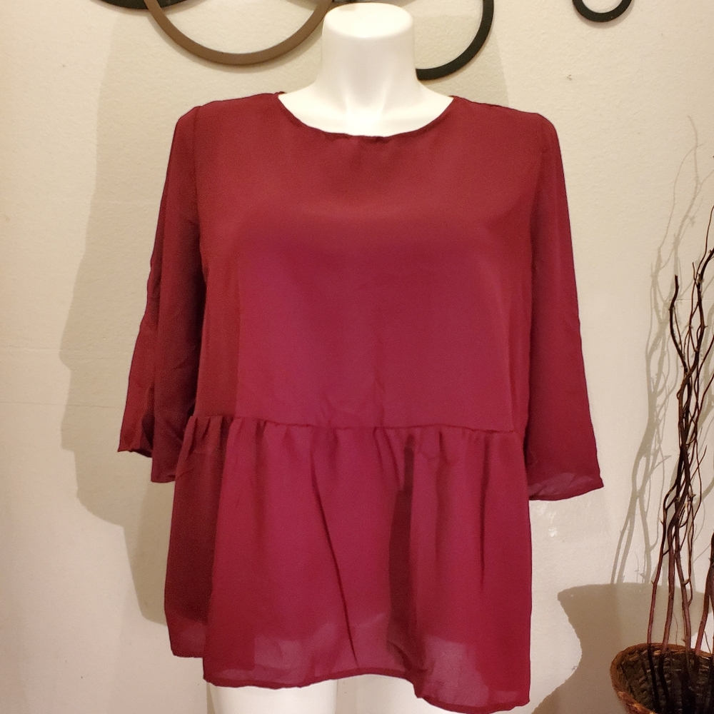 Faded Glory,Top Maroon Blouse Plus 2Xl